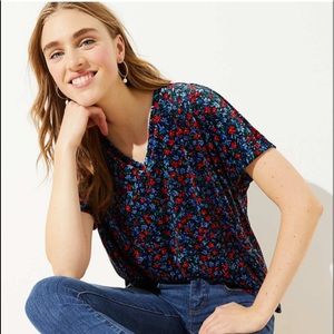 NWT Loft velvet floral v neck top.